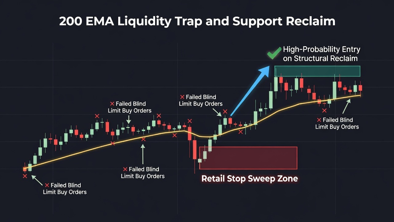 Why the 200 EMA Becomes Support Only After It Sweeps You